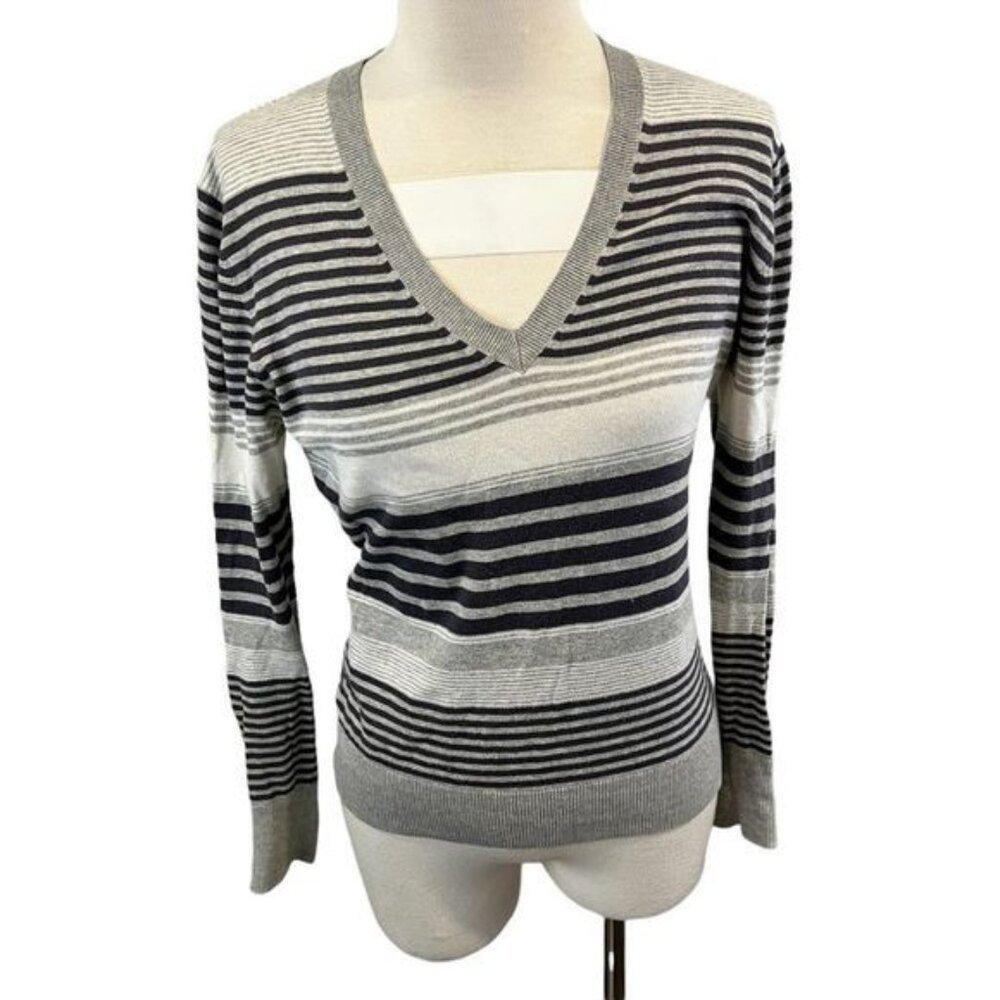 TOMMY HILFIGER Grey Blue V? Neck Sweater (S)